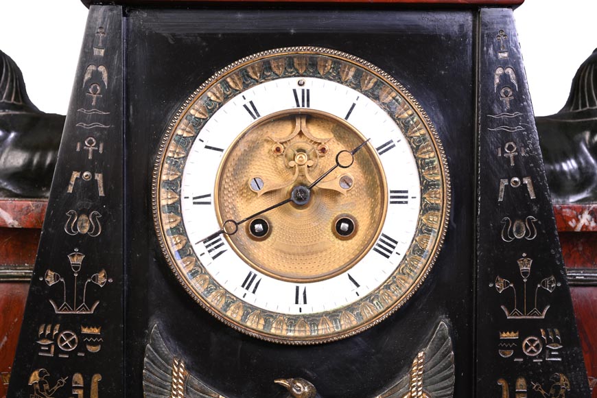 Emile Hébert and Georges Servant, Egyptian Revival Clock, 19th Century-9