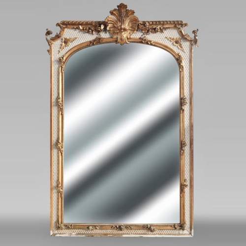 Napoleon III style trumeau, two-tone gilded and painted