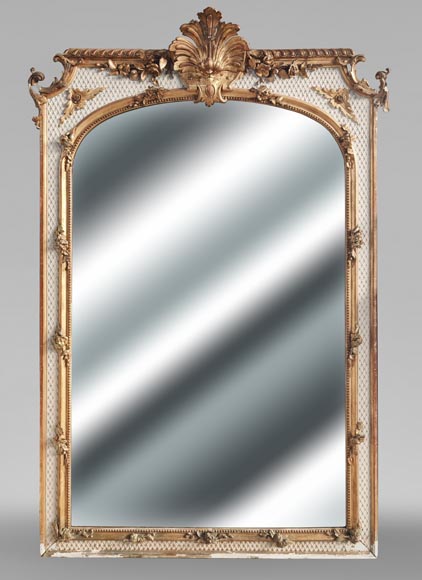 Napoleon III style trumeau, two-tone gilded and painted Napoleon III style trumeau, two-tone gilded and painted-0