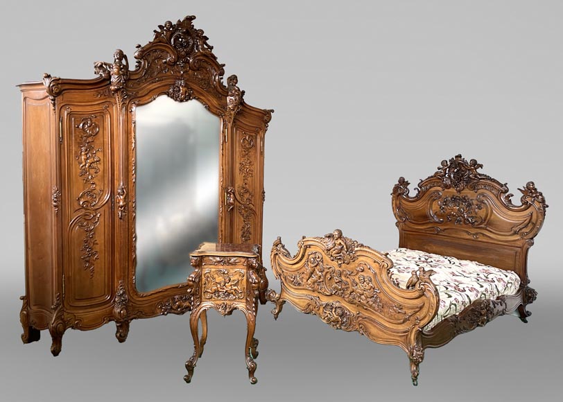 Louis XV style walnut bedroom-1
