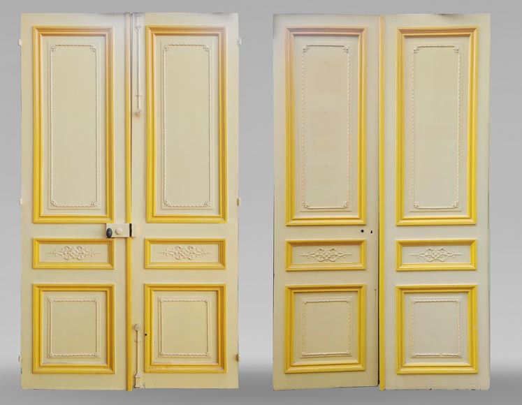 Pair of Louis XVI style double doors in carved wood Pair of Louis XVI style double doors in carved wood-0