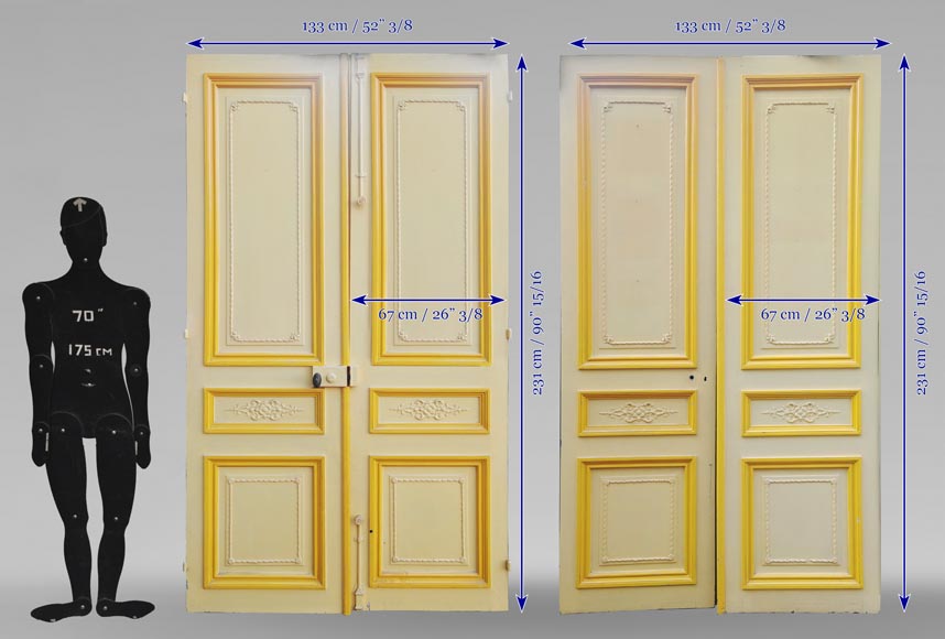 Pair of Louis XVI style double doors in carved wood Pair of Louis XVI style double doors in carved wood-14