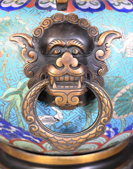 Cloisonné and Bronze Vase, Signed BARBEDIENNE, in the Style of Édouard LIÈVRE Cloisonné and Bronze Vase, Signed BARBEDIENNE, in the Style of Édouard LIÈVRE-5