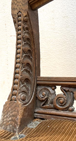 Eugène GRASSET (designer) and FULGRAFF (cabinetmaker), set of 6 carved oak chairs, Paris, 1880–1885-7