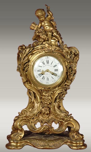 Léon MESSAGÉ (1842-1901) (att. to) -  Clock with Cupidon-0