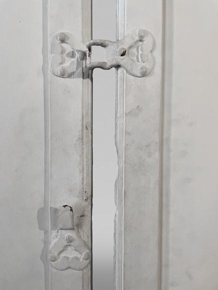 Two pairs of antique oak shutters-4