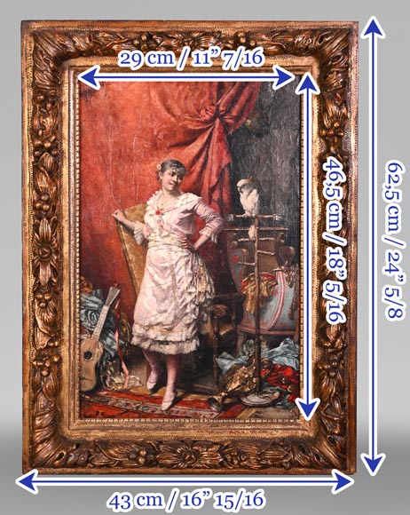 oung Woman with Cockatoo — Painting by Joseph Henri CONDAMIN oung Woman with Cockatoo — Painting by Joseph Henri CONDAMIN-8