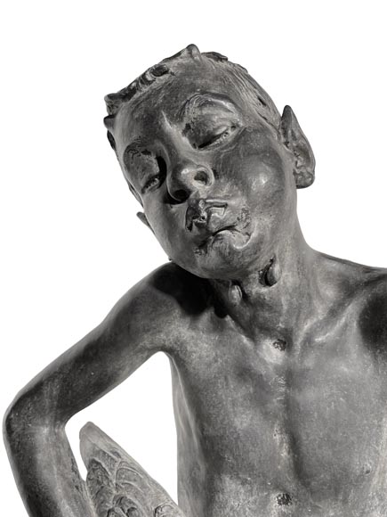 Bronze Fountain Sculpture, Italy, 19th Century Satyr Holding Ducks-4