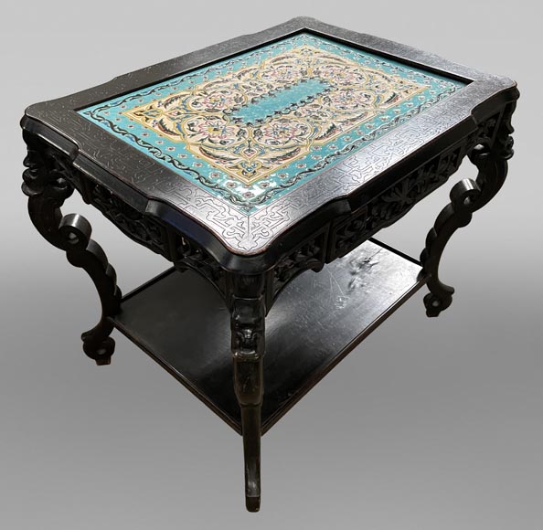 MARTIN-BREY, Japanese-style table with glazed earthenware top MARTIN-BREY, Japanese-style table with glazed earthenware top-0
