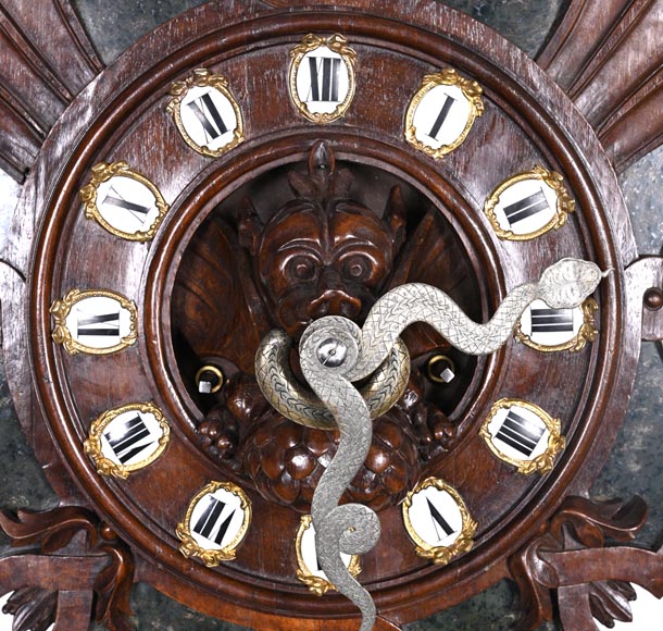 Wall Clock in Carved Wood and Hardstone – 19th Century Wall Clock in Carved Wood and Hardstone – 19th Century-2