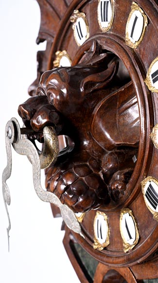 Wall Clock in Carved Wood and Hardstone – 19th Century Wall Clock in Carved Wood and Hardstone – 19th Century-4