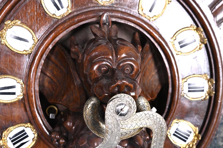 Wall Clock in Carved Wood and Hardstone – 19th Century Wall Clock in Carved Wood and Hardstone – 19th Century-5