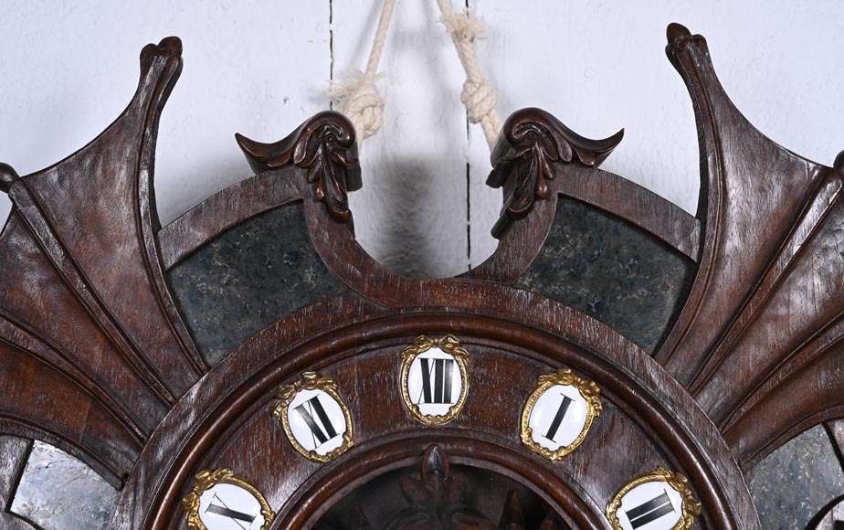 Wall Clock in Carved Wood and Hardstone – 19th Century Wall Clock in Carved Wood and Hardstone – 19th Century-7