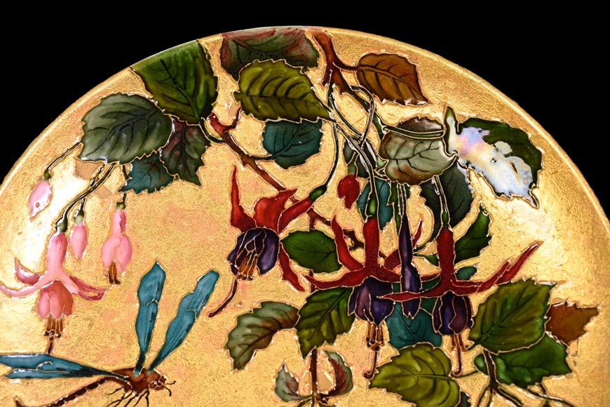 Félix Optat MILET, Large enamelled dish on a gold background, 19th century Félix Optat MILET, Large enamelled dish on a gold background, 19th century-10