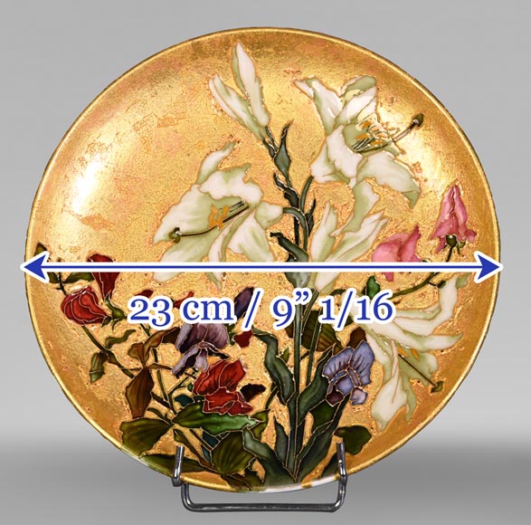 Félix Optat MILET, Large enamelled dish on a gold background, 19th century Félix Optat MILET, Large enamelled dish on a gold background, 19th century-17