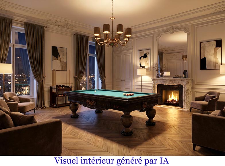 F. GERDERÈS – Japanese-style billiard table in gilded and carved wood F. GERDERÈS – Japanese-style billiard table in gilded and carved wood-13