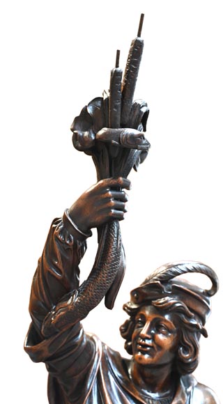 RIBAILLER and MAZAROZ, Pair of walnut statues of a hunter and a fisherman, after the 1855 Universal Exhibition RIBAILLER and MAZAROZ, Pair of walnut statues of a hunter and a fisherman, after the 1855 Universal Exhibition-7