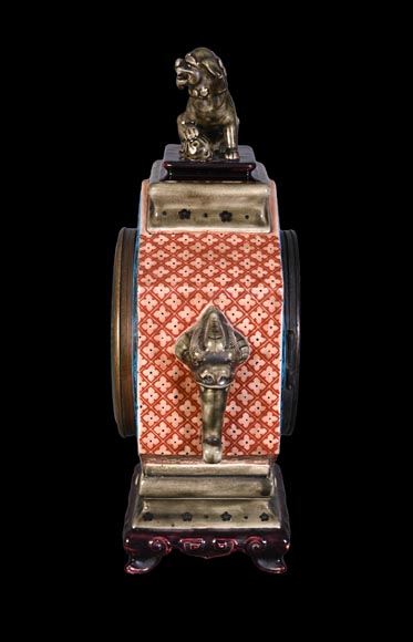 Jules VIEILLARD – “Chien de Fô” Polychrome Faience Clock Jules VIEILLARD – “Chien de Fô” Polychrome Faience Clock-4