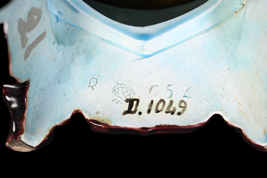 Jules VIEILLARD – “Chien de Fô” Polychrome Faience Clock Jules VIEILLARD – “Chien de Fô” Polychrome Faience Clock-9