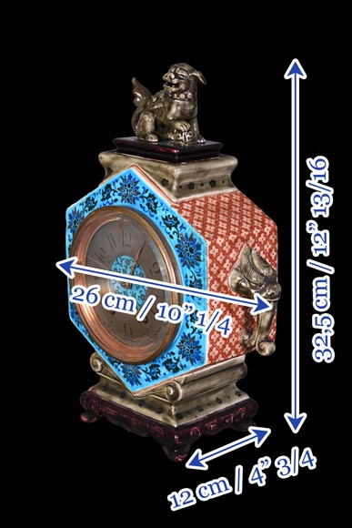 Jules VIEILLARD – “Chien de Fô” Polychrome Faience Clock Jules VIEILLARD – “Chien de Fô” Polychrome Faience Clock-10