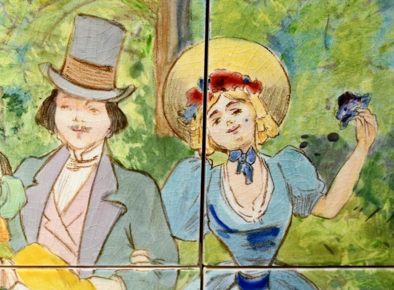 FAÏENCERIE DE SARREGUEMINES, Two Ceramic Panels of Parisian Scenes, from 1881-13