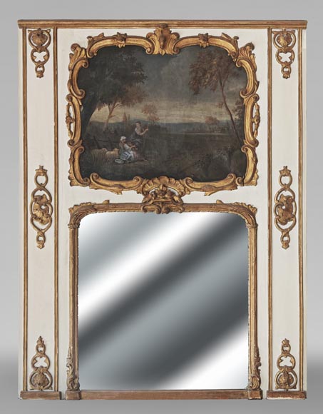 Louis XV period trumeau with pastoral scene Louis XV period trumeau with pastoral scene-0