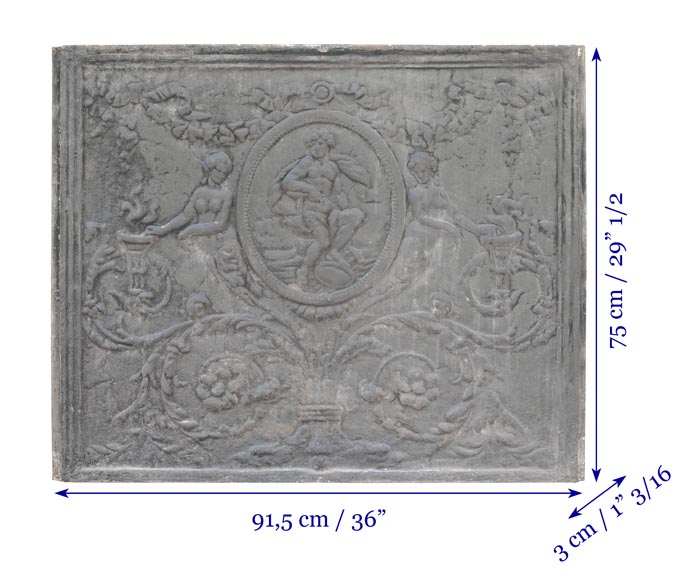 Louis XVI style fireplace plate with mythological decoration-5