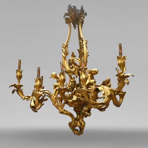 CAFFIERI (after). Exceptional Louis XV style bronze chandelier