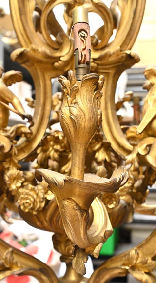 CAFFIERI (after). Exceptional Louis XV style bronze chandelier CAFFIERI (after). Exceptional Louis XV style bronze chandelier-6
