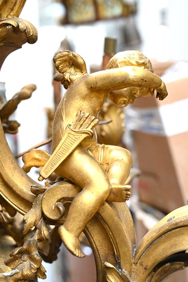 CAFFIERI (after). Exceptional Louis XV style bronze chandelier CAFFIERI (after). Exceptional Louis XV style bronze chandelier-7