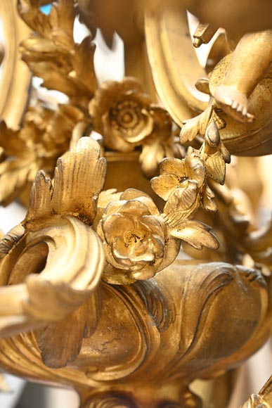 CAFFIERI (after). Exceptional Louis XV style bronze chandelier CAFFIERI (after). Exceptional Louis XV style bronze chandelier-9