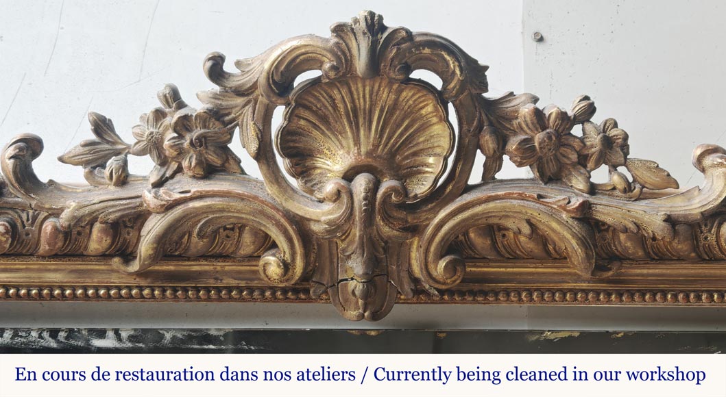 Napoleon III style gilded trumeau with openwork shell-1