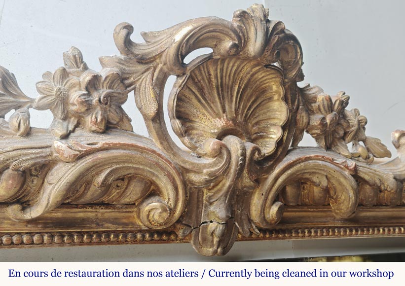 Napoleon III style gilded trumeau with openwork shell-2