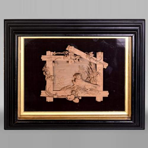 Carved softwood high relief of an animal scene, 19th century