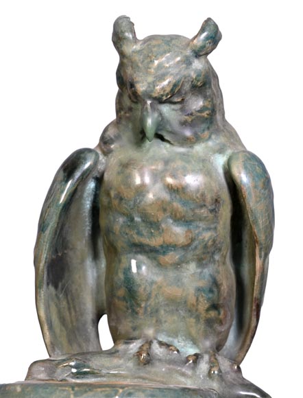 Eduard STELLMACHER for Amphora, Ceramic owl vase, circa 1900-3