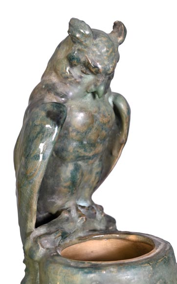 Eduard STELLMACHER for Amphora, Ceramic owl vase, circa 1900-4