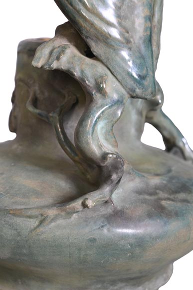 Eduard STELLMACHER for Amphora, Ceramic owl vase, circa 1900-10