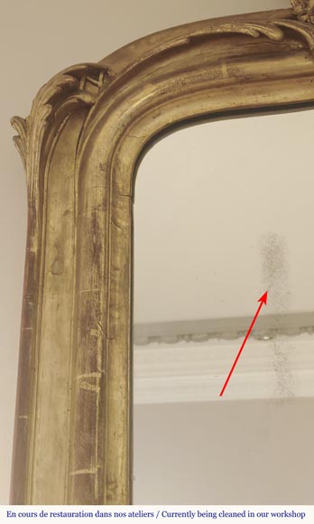 Napoleon III style gilded trumeau topped with a putto Napoleon III style gilded trumeau topped with a putto-2