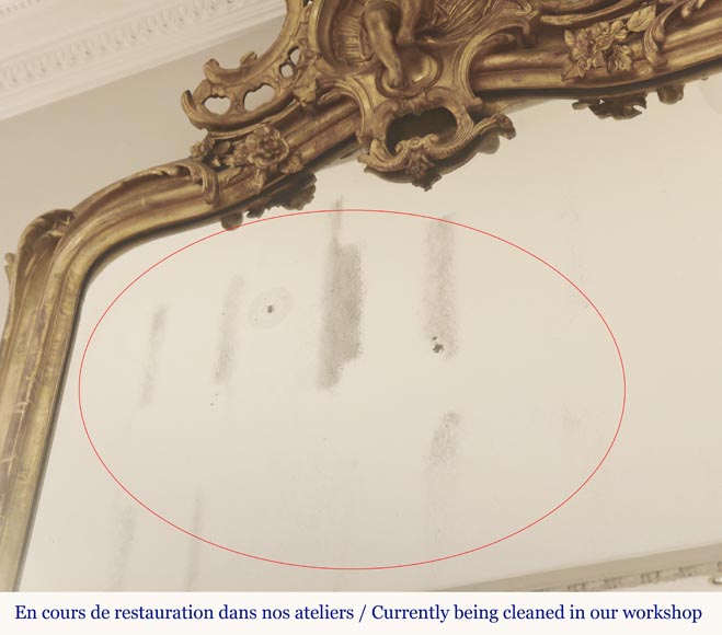 Napoleon III style gilded trumeau topped with a putto Napoleon III style gilded trumeau topped with a putto-5