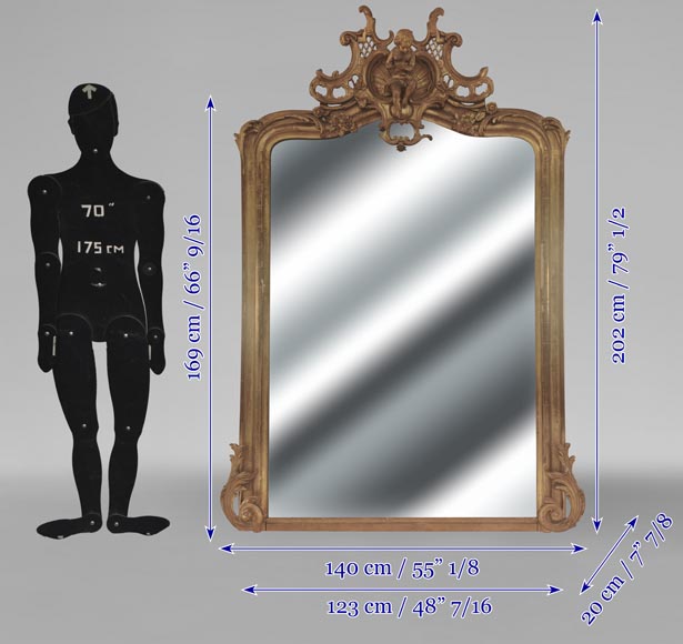 Napoleon III style gilded trumeau topped with a putto Napoleon III style gilded trumeau topped with a putto-6