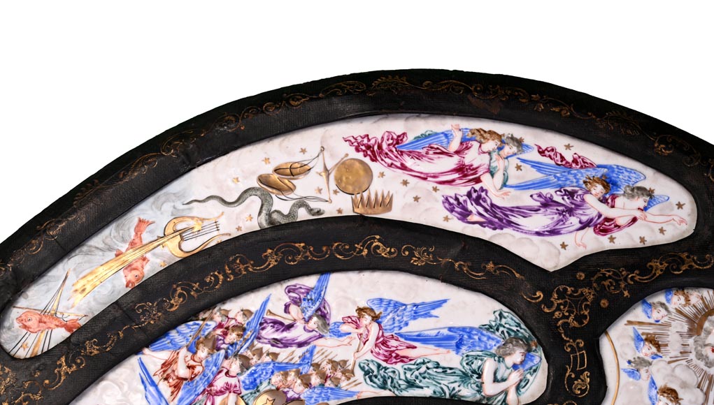 Decorative shield with high-relief decoration of the Creation to the Last Judgment after the Milton Shield by Léonard Morel-Ladeuil, Naples porcelain, known as Capodimonte porcelain Decorative shield with high-relief decoration of the Creation to the Last Judgment after the Milton Shield by Léonard Morel-Ladeuil, Naples porcelain, known as Capodimonte porcelain-3