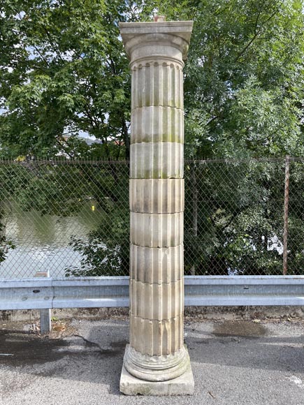 Pair of Fluted Stone Columns – Doric Style, Late 18th Century-1