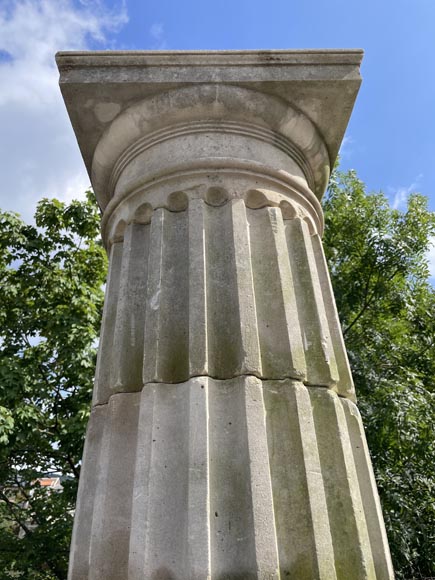 Pair of Fluted Stone Columns – Doric Style, Late 18th Century-4
