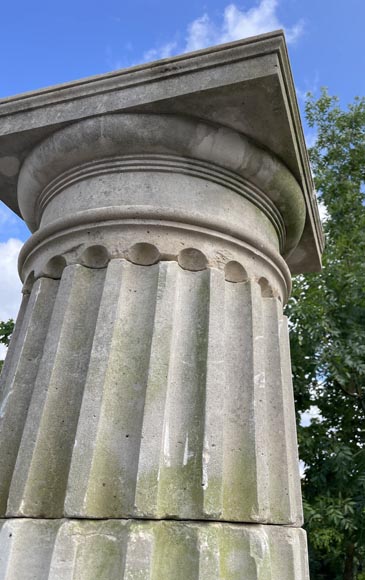 Pair of Fluted Stone Columns – Doric Style, Late 18th Century-5