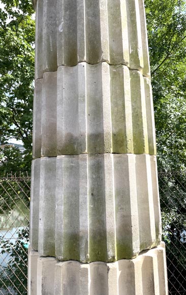 Pair of Fluted Stone Columns – Doric Style, Late 18th Century-6