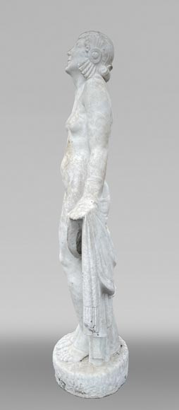 La Sortie du bain – Young woman, monumental Art Deco sculpture in the style of Félix-Pascal Févola-2