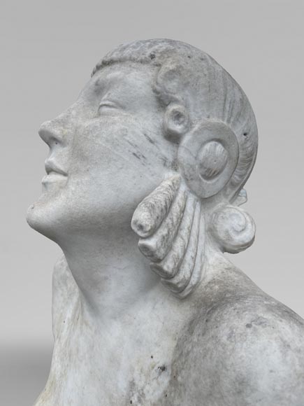 La Sortie du bain – Young woman, monumental Art Deco sculpture in the style of Félix-Pascal Févola-5