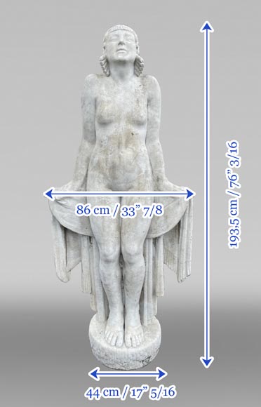 La Sortie du bain – Young woman, monumental Art Deco sculpture in the style of Félix-Pascal Févola-10