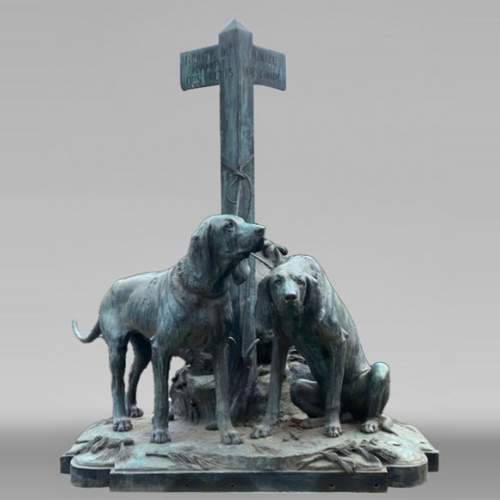 Auguste-Nicolas CAÏN, two monumental bronze groups, original stone bases, 1893