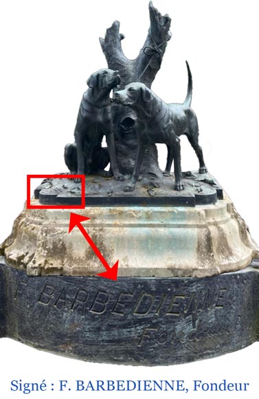 Auguste-Nicolas CAÏN, two monumental bronze groups, original stone bases, 1893 Auguste-Nicolas CAÏN, two monumental bronze groups, original stone bases, 1893-12